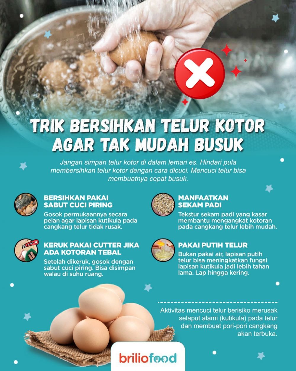 Jangan dicuci, ini 5 cara bersihkan telur kotor agar tak mudah busuk