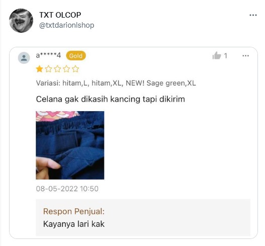 Balasan penjual online shop saat dikomplain © 2022 berbagai sumber