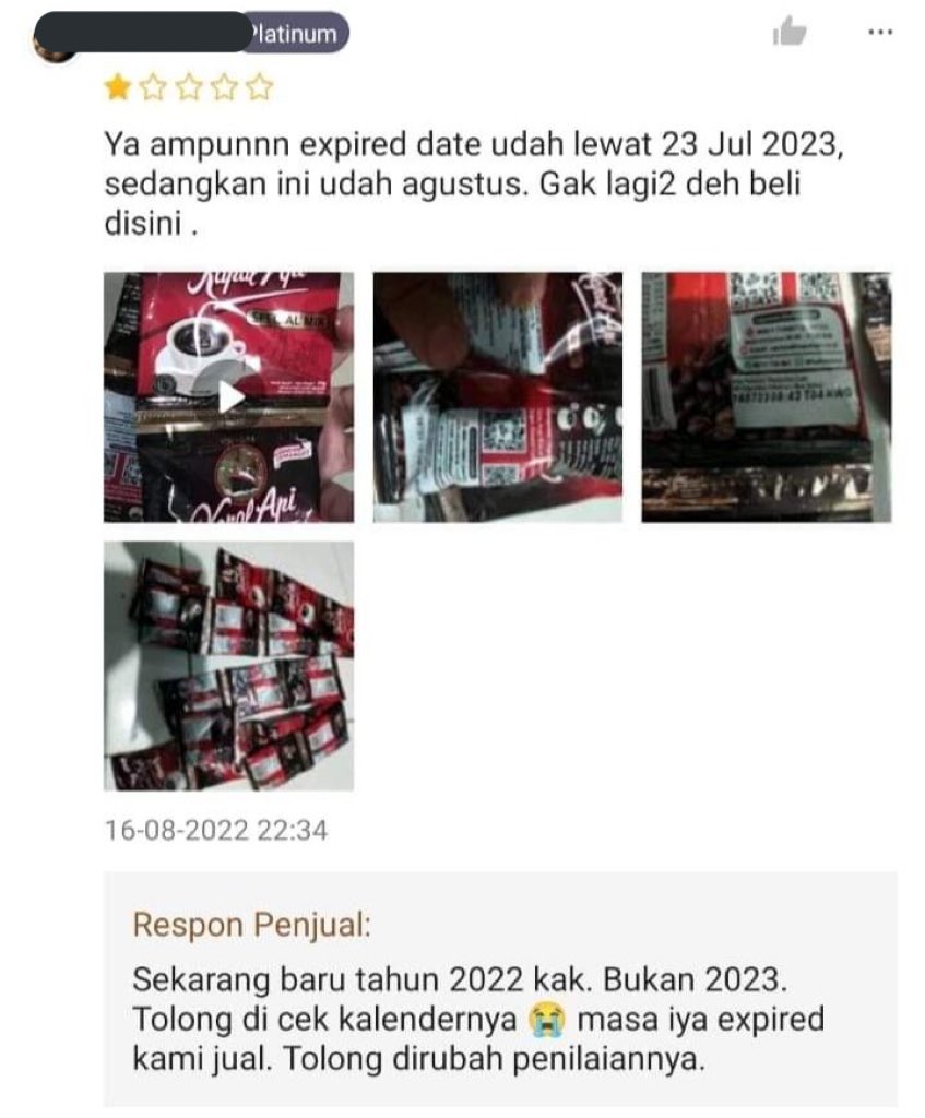 Balasan penjual online shop saat dikomplain © 2022 berbagai sumber