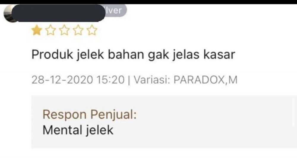 Balasan penjual online shop saat dikomplain © 2022 berbagai sumber