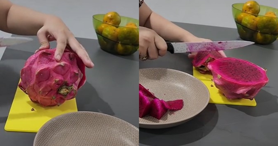 Cara memotong buah naga ini bikin tangan dan talenan nggak belepotan