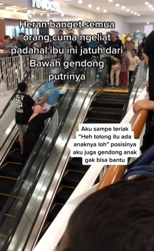 Aksi heroik pria bantu ibu dan anak jatuh di eskalator Instagram Aksi heroik pria bantu ibu dan anak jatuh di eskalator Instagram