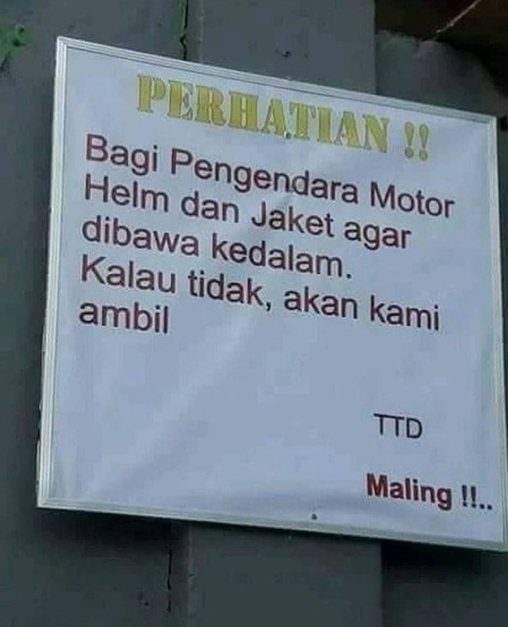 Pengumuman kocak tentang maling Berbagai sumber