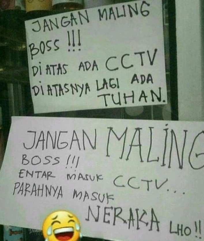 Pengumuman kocak tentang maling Berbagai sumber