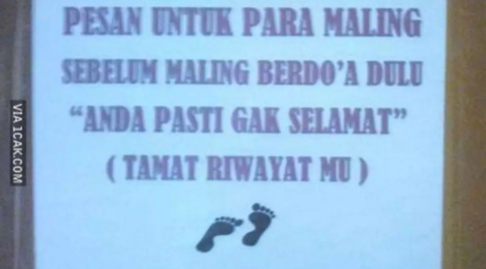 Pengumuman kocak tentang maling Berbagai sumber