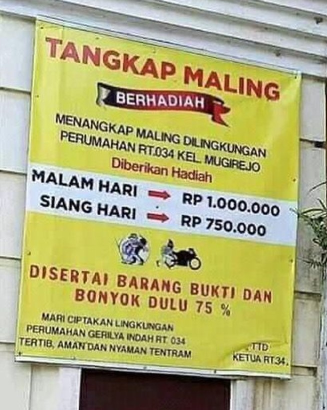 Pengumuman kocak tentang maling Berbagai sumber