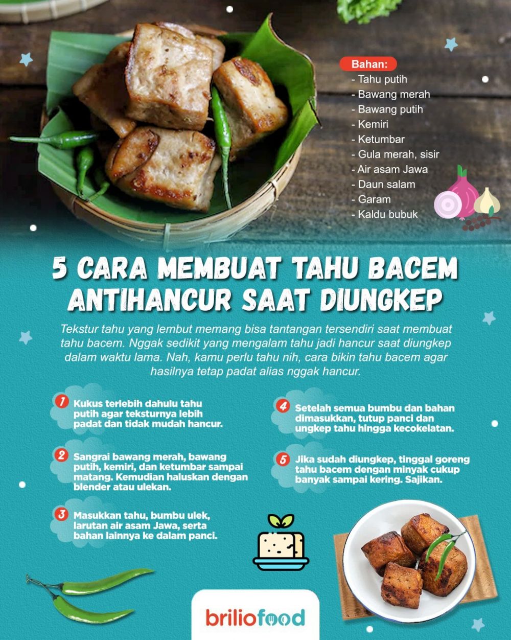 7 Cara bikin tahu bacem antihancur saat diungkep, antigagal