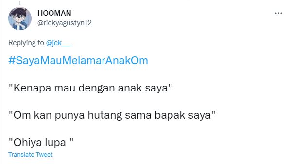 Cuitan kocak 'mau melamar anak om' © 2022 berbagai sumber