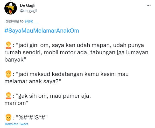Cuitan kocak 'mau melamar anak om' © 2022 berbagai sumber