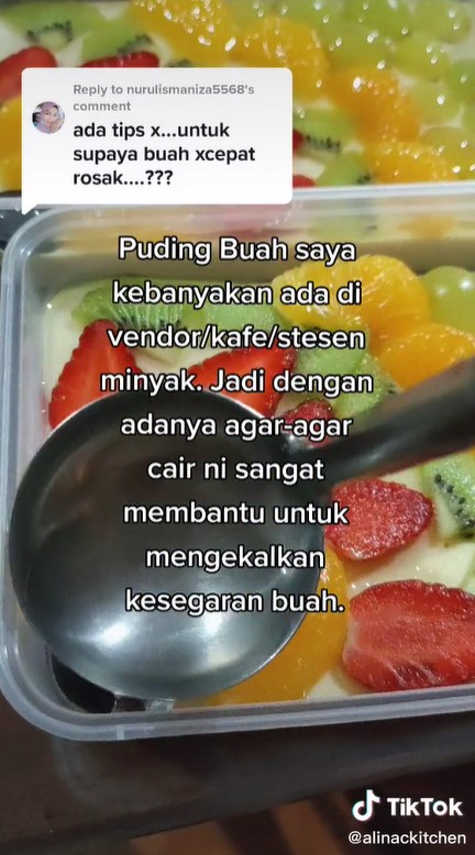 Trik agar hiasan buah pada puding tetap segar dan tidak mudah rusak