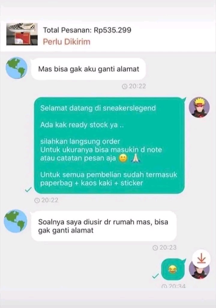 chat absurd antara penjual dan pembeli online shop © berbagai sumber
