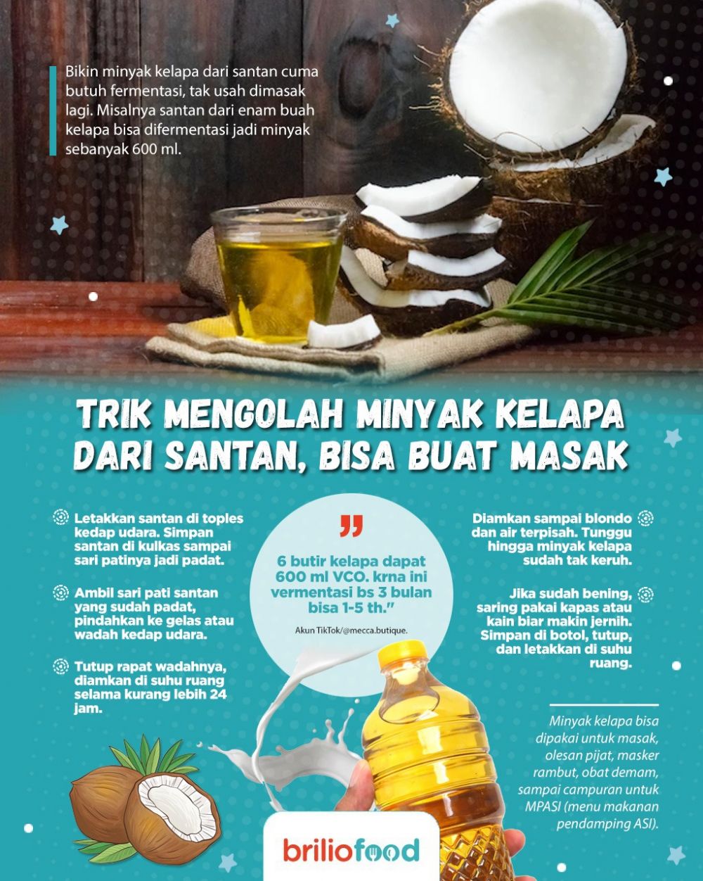 7 Trik mengolah minyak kelapa dari santan, simpel dan ekonomis