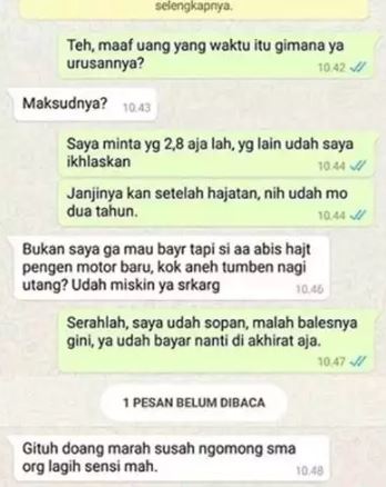 chat orang ditagih utang © berbagai sumber