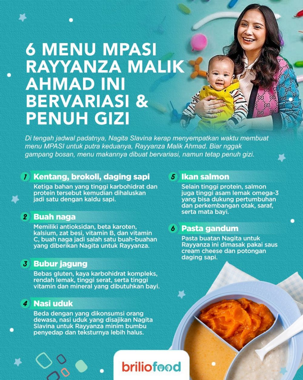 10 Menu MPASI Rayyanza ala Nagita Slavina, bervariasi dan penuh gizi
