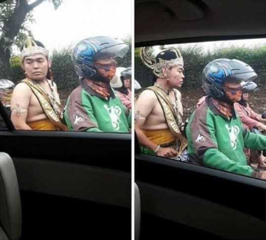 penumpang ojek online bajunya nyeleneh © berbagai sumber penumpang ojek online bajunya nyeleneh © berbagai sumber