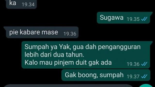 Chat menghindar dari teman pinjam duit © berbagai sumber