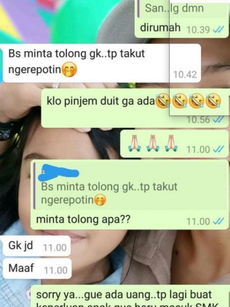 Chat menghindar dari teman pinjam duit © berbagai sumber
