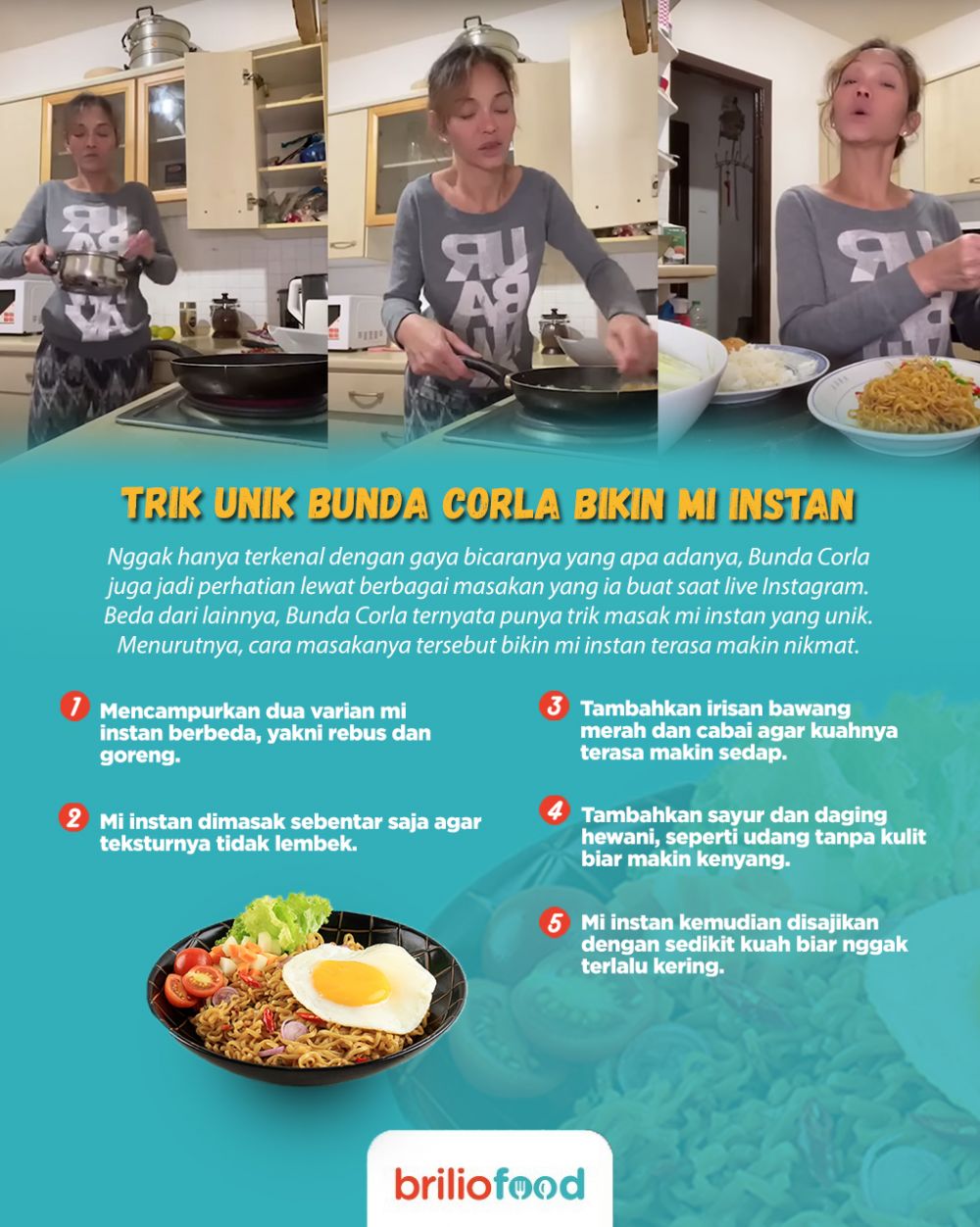 Trik bikin mi instan ala Bunda Corla, unik dan bikin ngiler