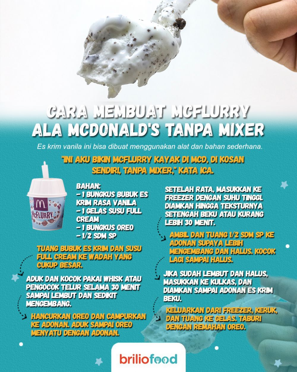 Bisa tanpa mixer, ini 7 cara membuat McFlurry Oreo ala McDonald's