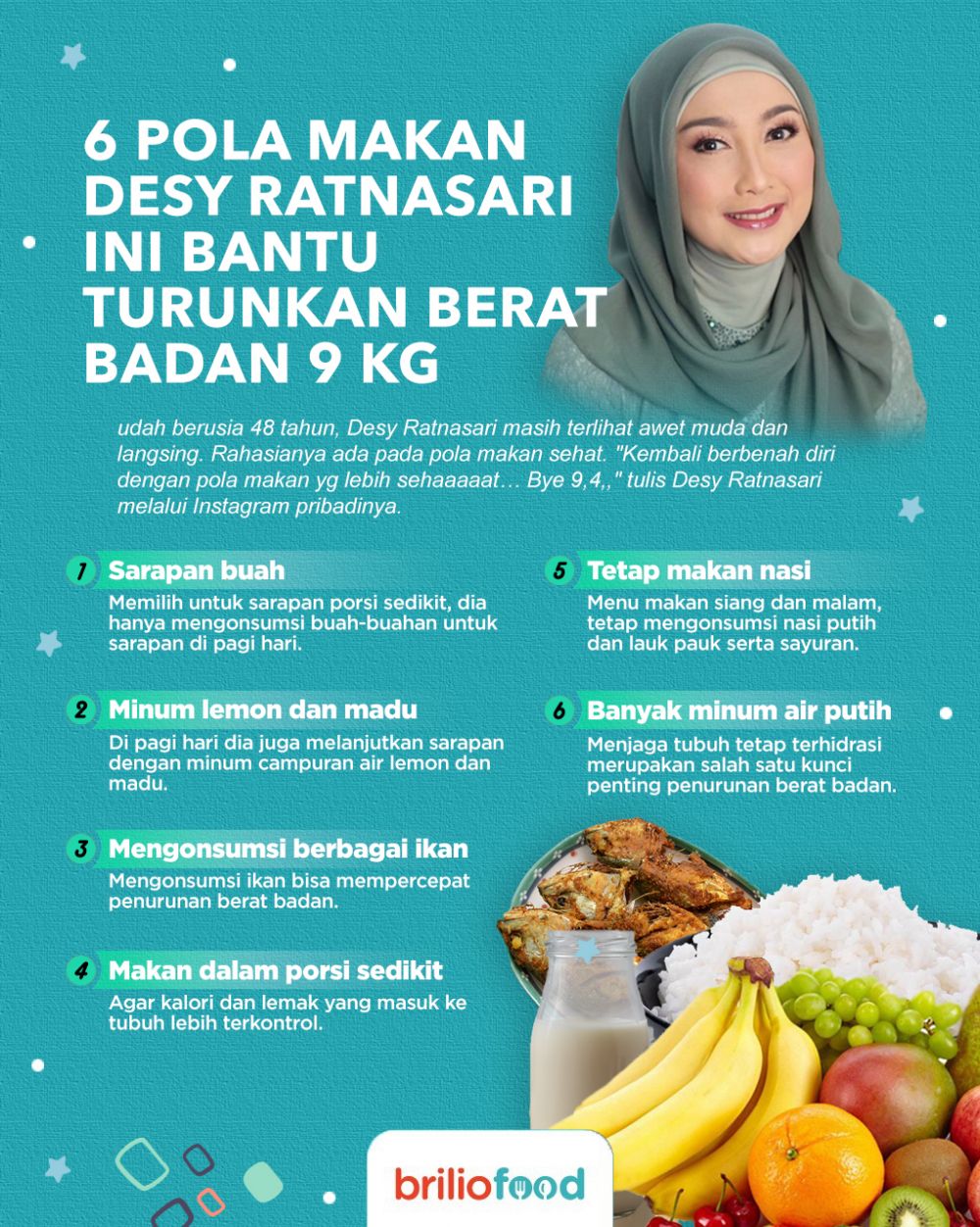 9 Pola makan Desy Ratnasari ini bantu turunkan berat badan 9 kg