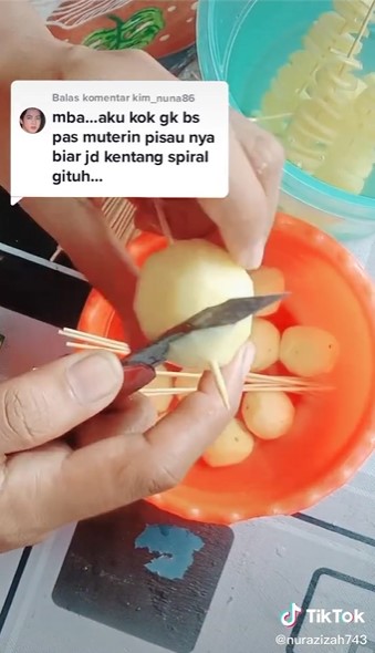 Cara simpel memotong kentang spiral, tetap rapi tanpa alat khusus