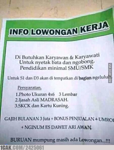 informasi lowongan ini nyeleneh banget © berbagai sumber informasi lowongan ini nyeleneh banget © berbagai sumber