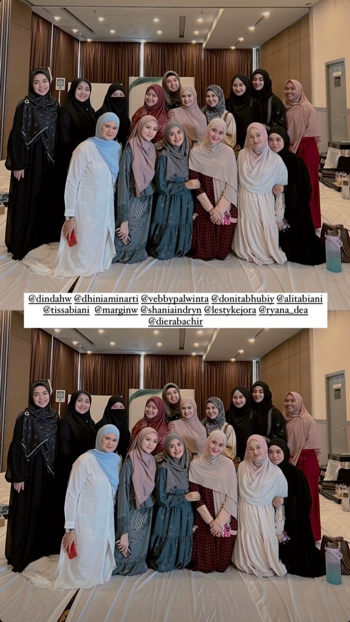 potret Lesty ikut pengajian bareng seleb © berbagai sumber