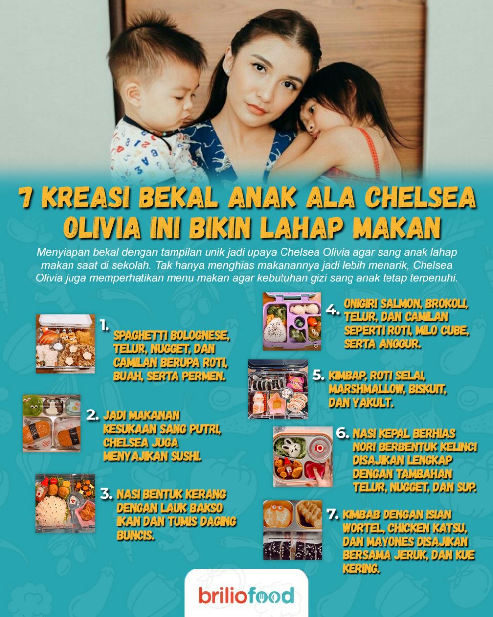 10 Kreasi bekal anak ala Chelsea Olivia, auto bikin lahap makan