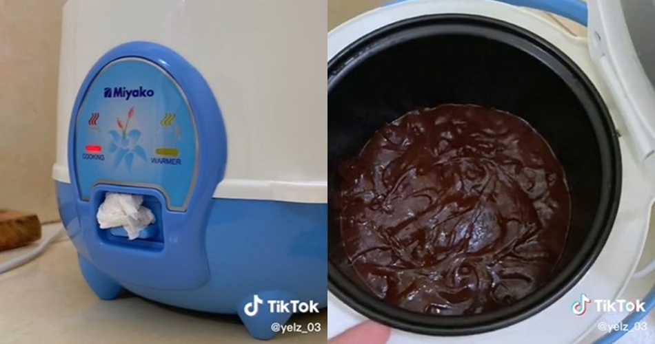 Wanita ini bikin konten masak brownies pakai magic com, endingnya apes