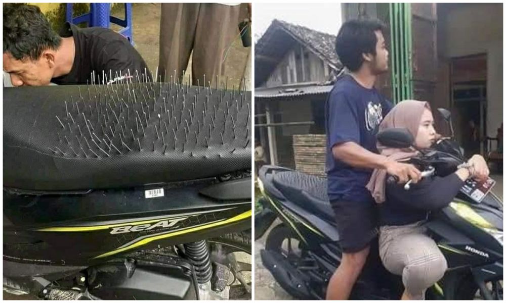 aksi cewek waktu dibonceng motor kocak © berbagai sumber