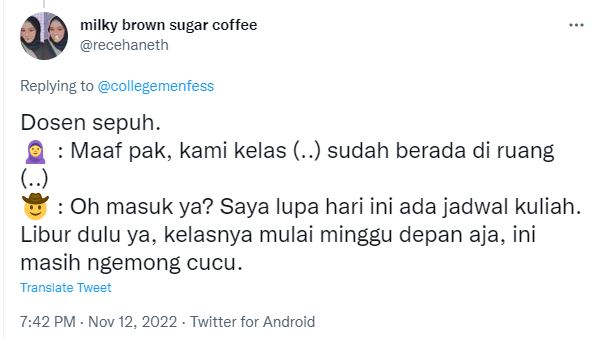 Alasan saat dosen absen ngajar di kelas © 2022 berbagai sumber