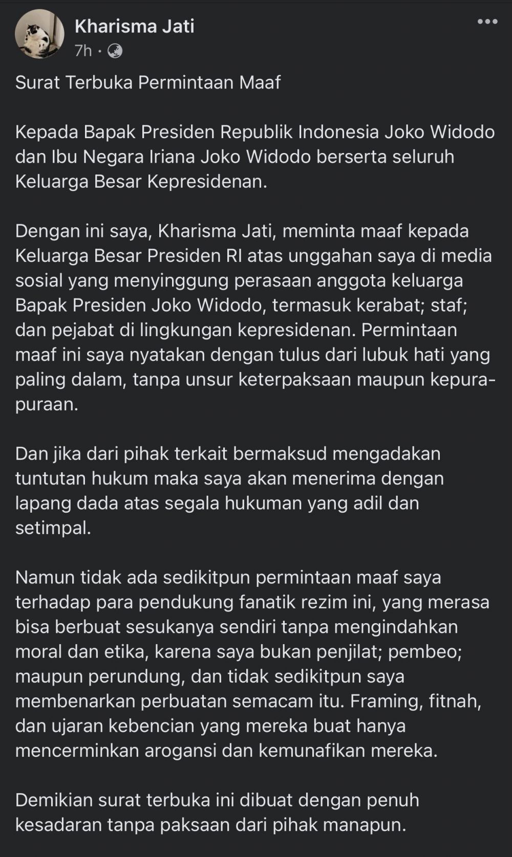 klarifikasi penghina iriana © berbagai sumber