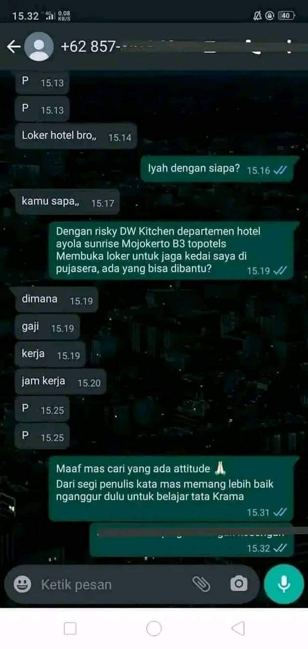 chat nanya lowongan kerja bikin tepuk jidat © berbagai sumber