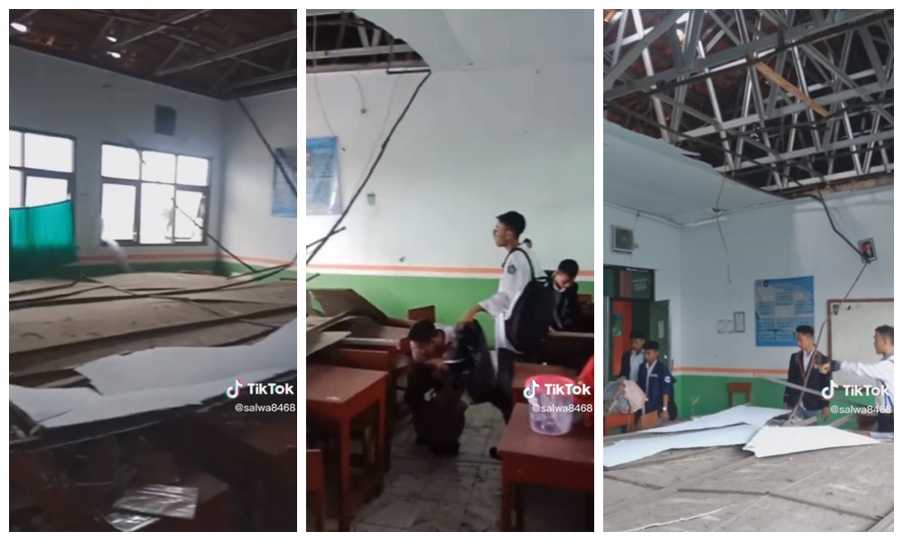 kelas ambruk gempa Cianjur © TikTok/@salwa8468