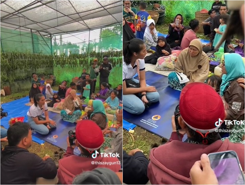 Momen Paula Verhoeven sambangi posko pengungsi bencana gempa Cianjur