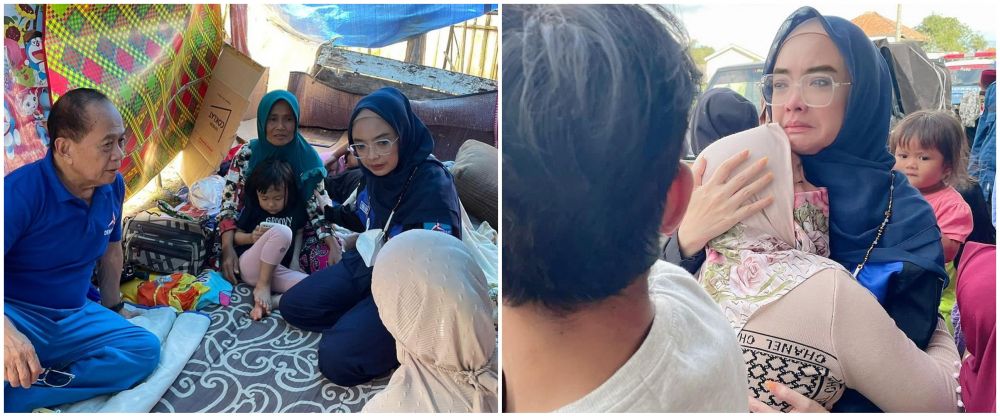 seleb sambangi posko pengungsian © berbagai sumber