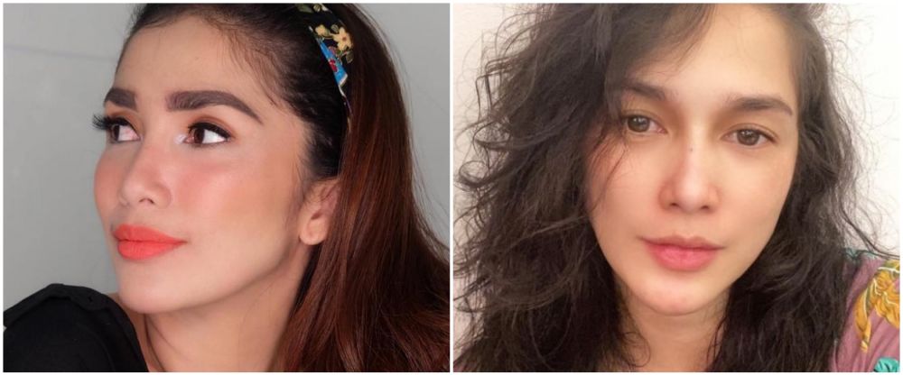 11 Pesona Ussy Sulistiawaty pakai vs tanpa makeup, alisnya tebal alami