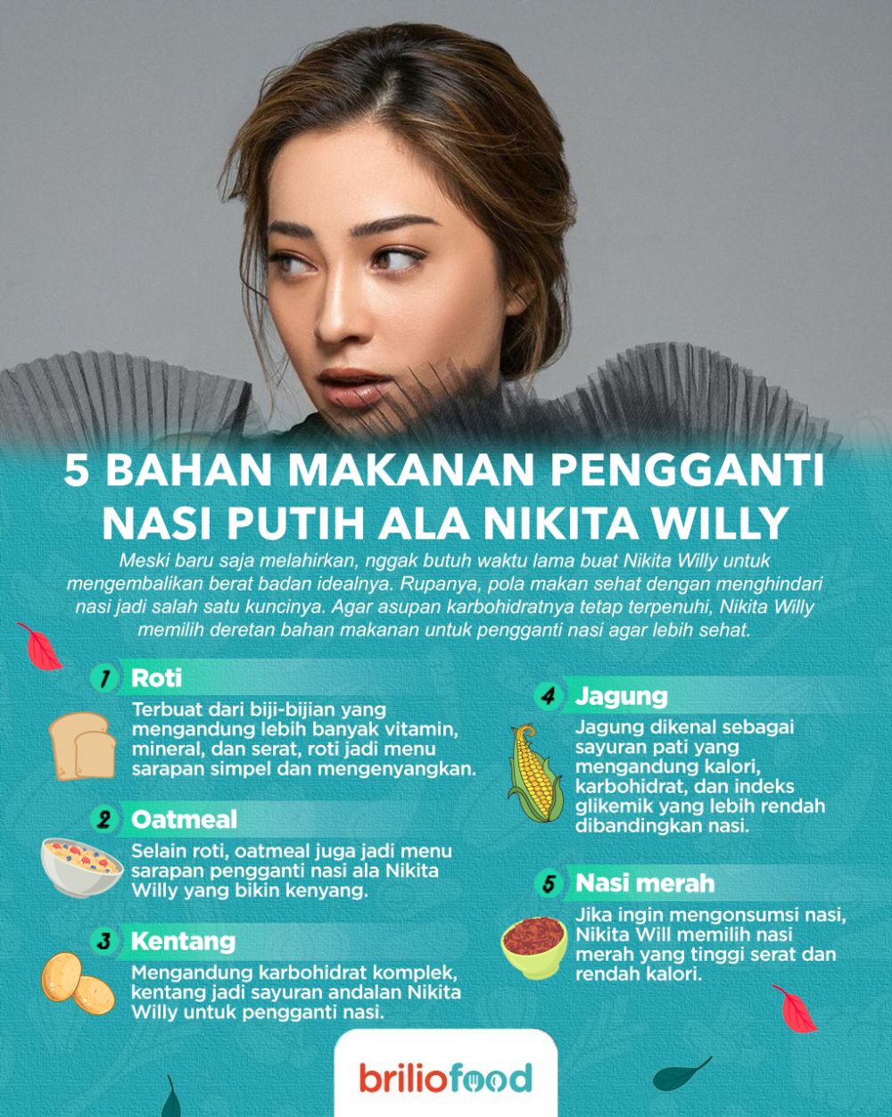 9 Makanan pengganti nasi putih Nikita Willy, bantu jaga berat badan