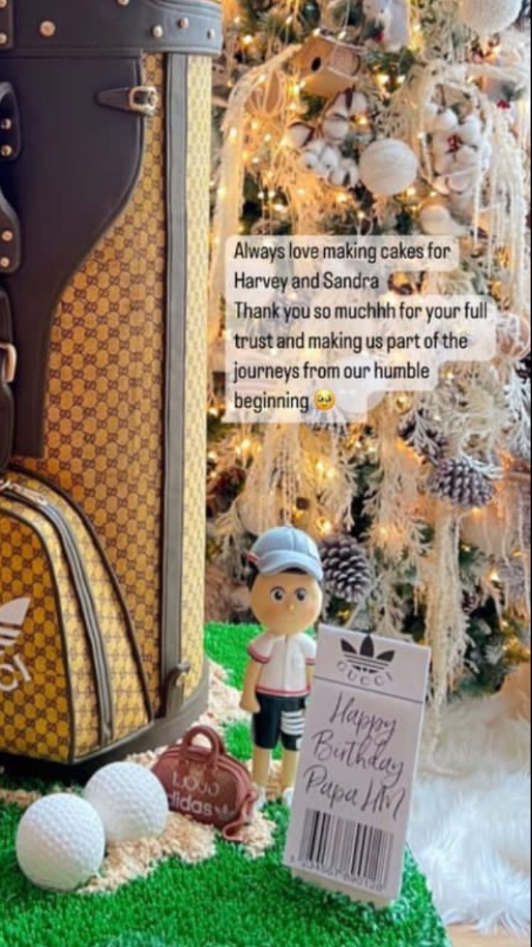 7 Potret detail kue ultah Harvey suami Sandra Dewi, usung tema golf