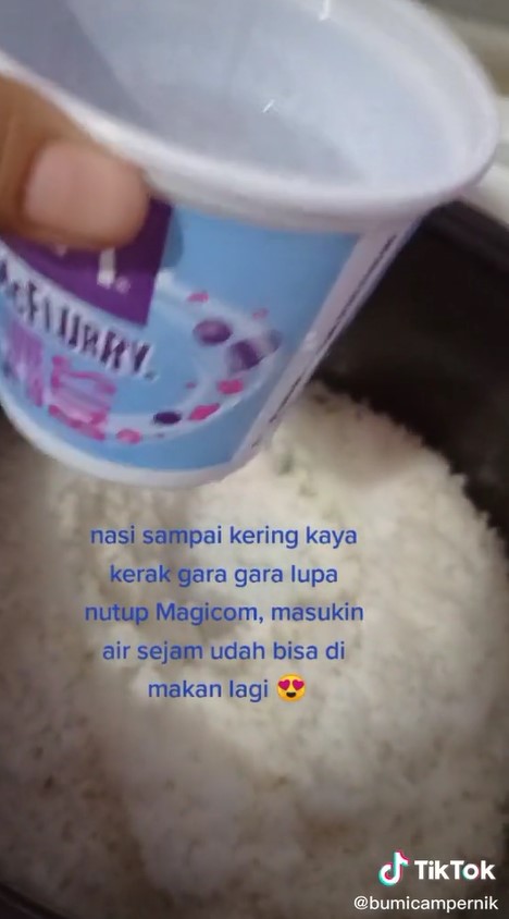 Trik simpel atasi nasi terlanjur kering di rice cooker, auto pulen