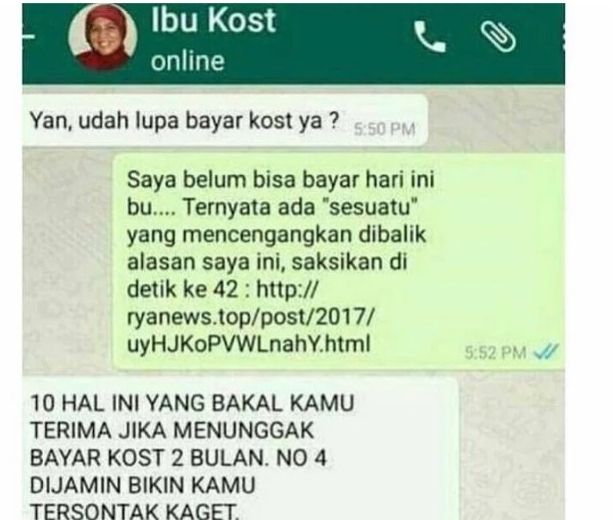 Chat dengan ibu kos © 2022 brilio.net