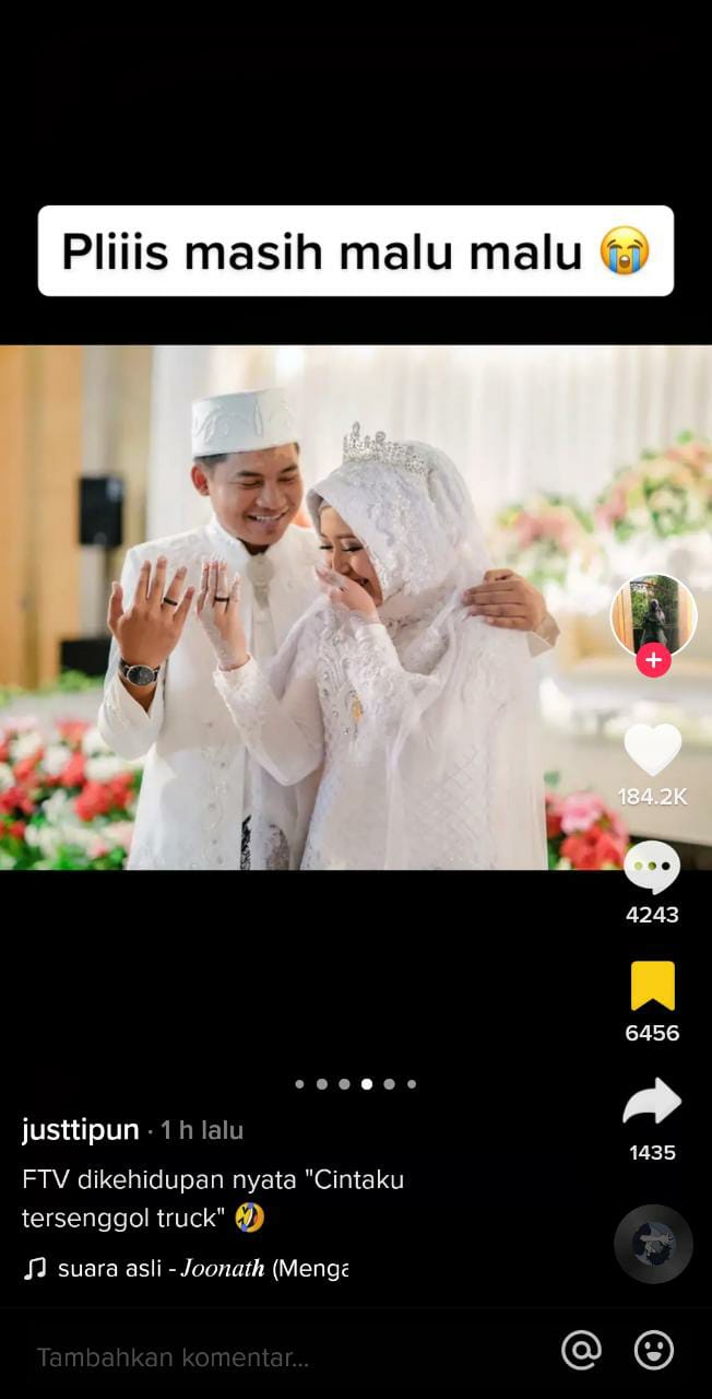 Kisah cinta wanita berawal dari mobil kesenggol truk Tiktok