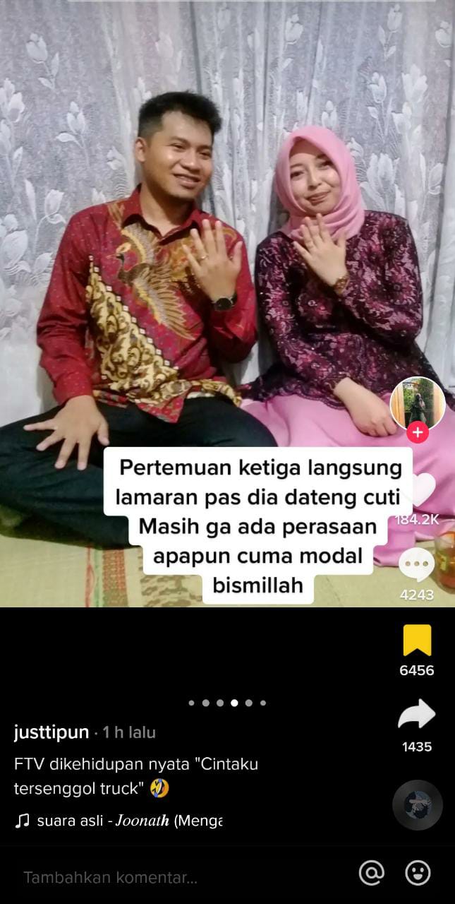 Kisah cinta wanita berawal dari mobil kesenggol truk Tiktok