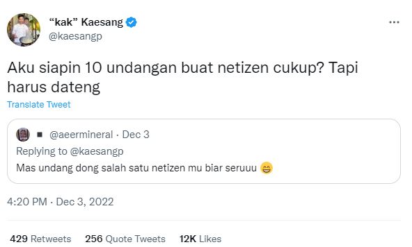 kaesang undang followers ke nikahan © twitter