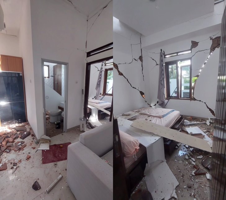 Rumah gedong baru dihuni 8 bulan rusak parah karena gempa Cianjur, 11 potret kondisinya bikin terenyuh