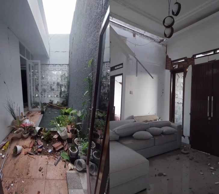 rumah mewah cianjur hancur akibat gempa © Instagram