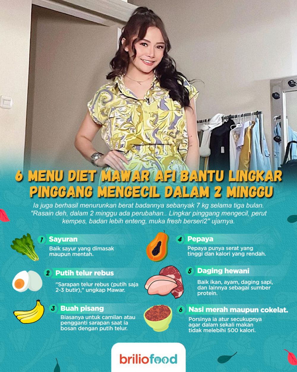 10 Menu makan Mawar AFI saat diet, lingkar pinggang mengecil dalam 2 minggu