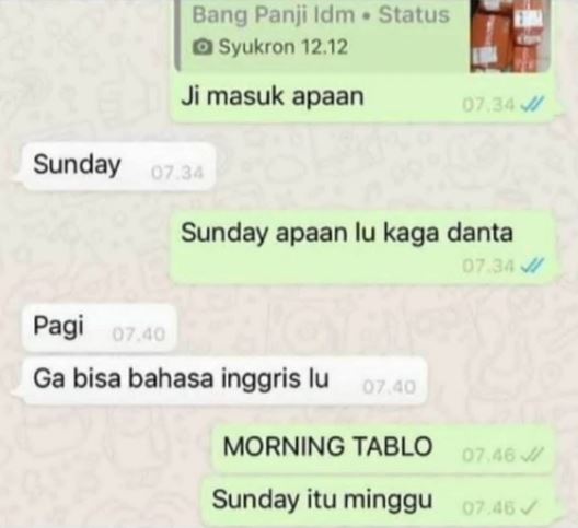 chat lucu balas pakai bahasa Inggris © berbagai sumber