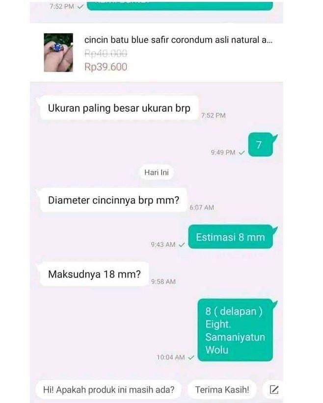 jawaban nggak terduga penjual online shop © berbagai sumber