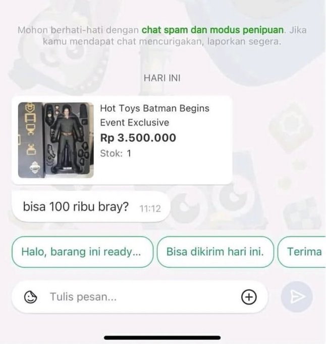 chat nawar harga keterlaluan © berbagai sumber